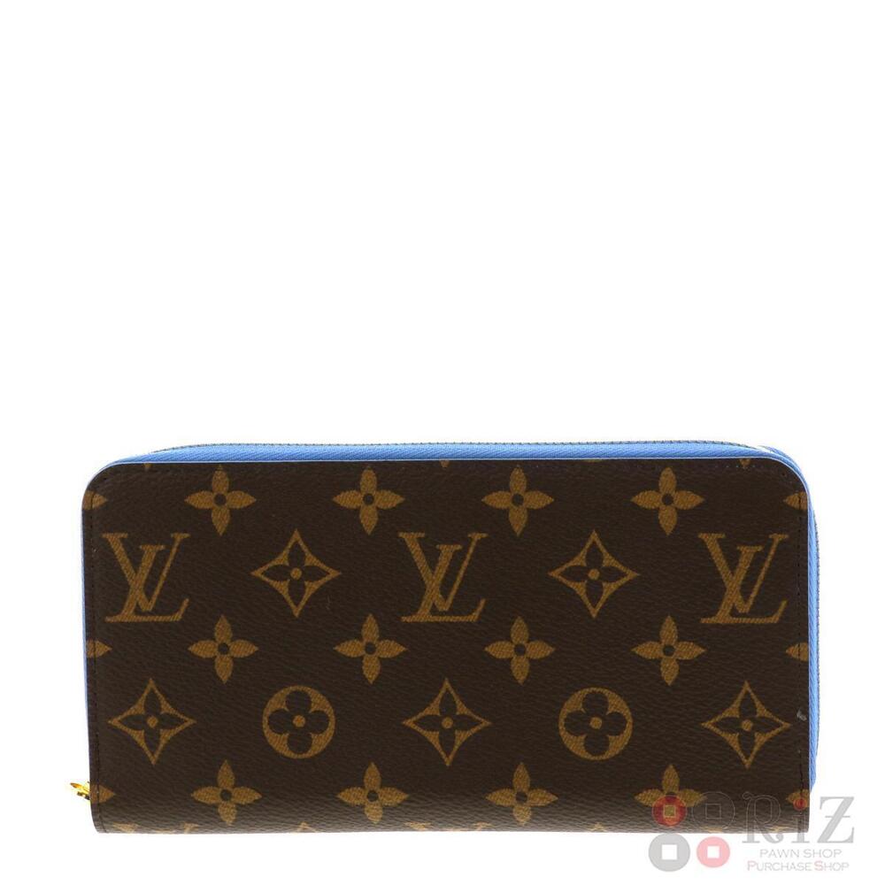 LOUIS VUITTON Zippy Wallet Long coin wallet purse Monogram Blue Jean Brown